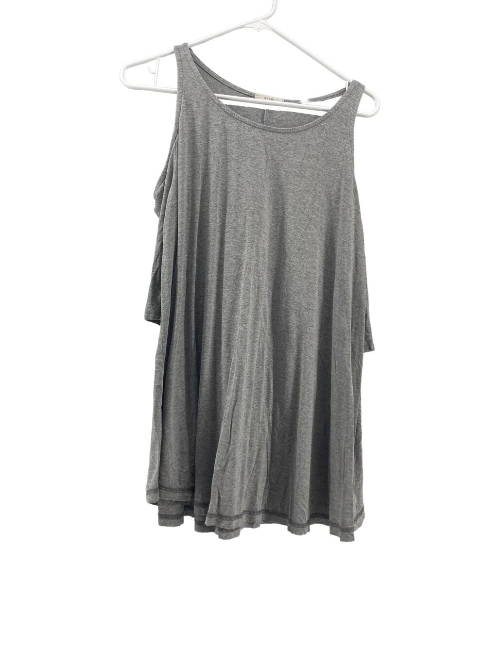 Easel Gray Short Sleeve Gold Shoulder Blouse Women’s Size Large